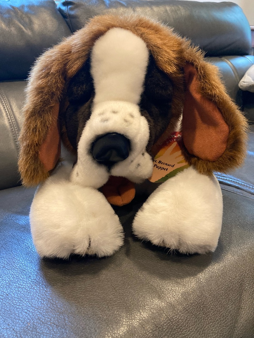 VTG 90s Folkmanis St Bernard Dog 23” Plush Full Body Puppet TAGS.